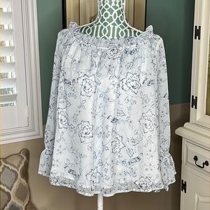 Sold on WN Belle Sky Women’s XL Bell Long Sleeved Top/Tunic Light Blue Birds